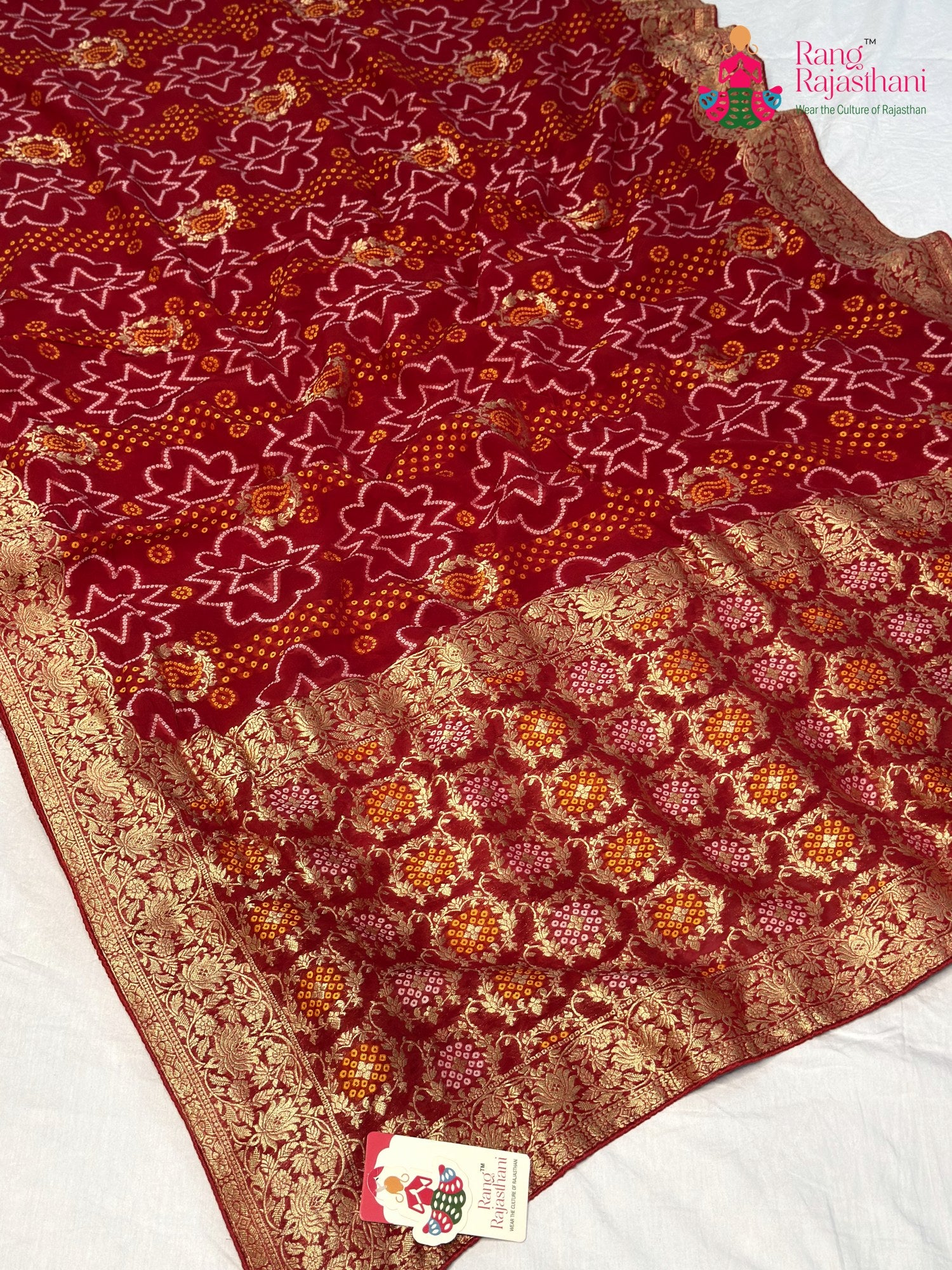 Red Soft Georgette Bandhani Chunri Saree for Bridal | Signature Look