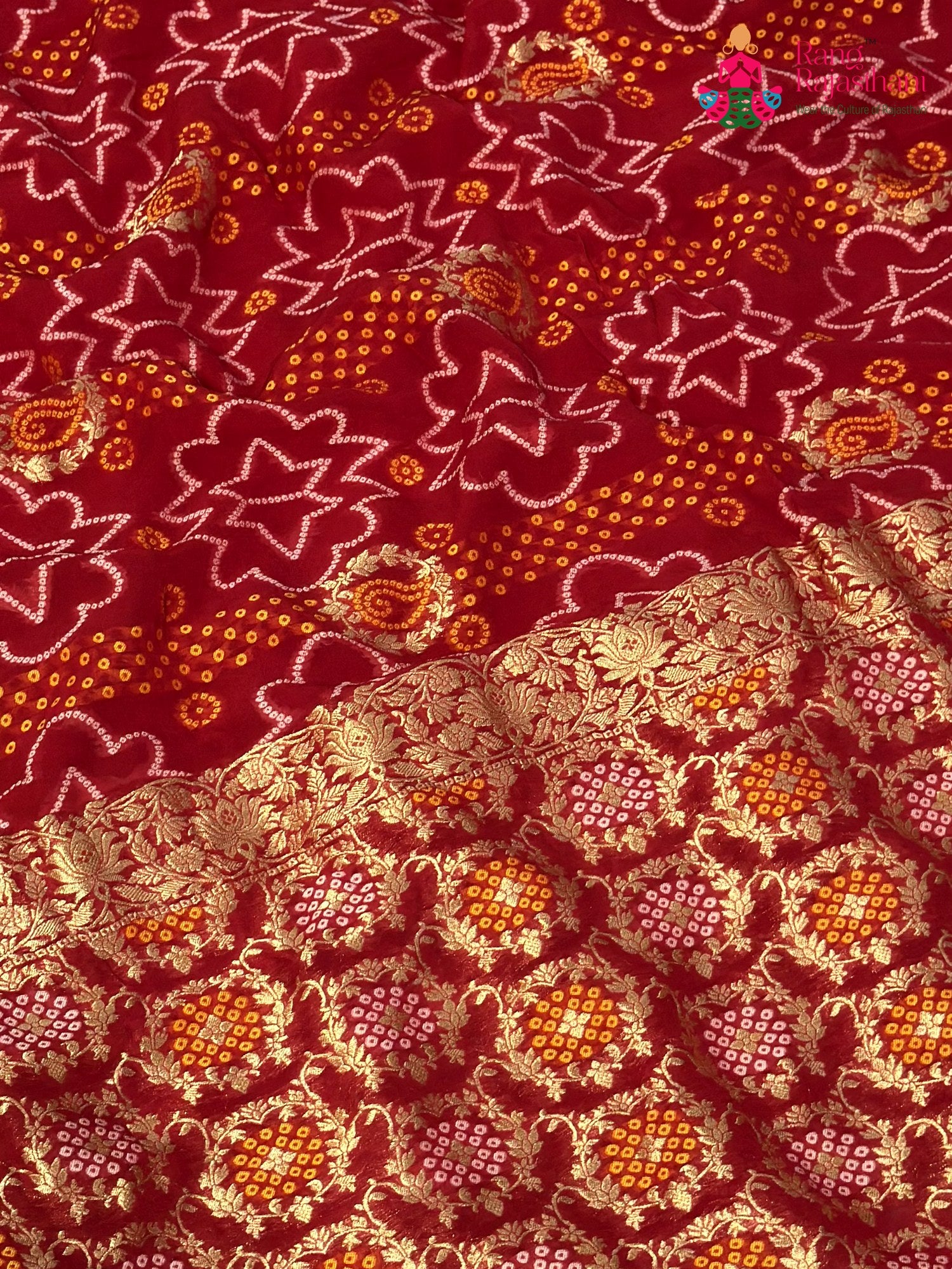 Red Soft Georgette Bandhani Chunri Saree for Bridal | Signature Look