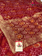 red soft georgette bandhani saree ethnic wear by Rang Rajasthani