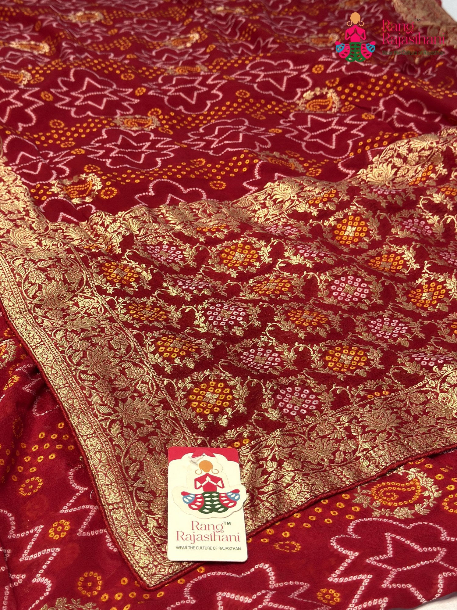 Red Soft Georgette Bandhani Chunri Saree for Bridal | Signature Look