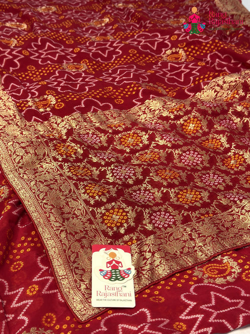 Red Soft Georgette Bandhani Chunri Saree for Bridal | Signature Look main-image
