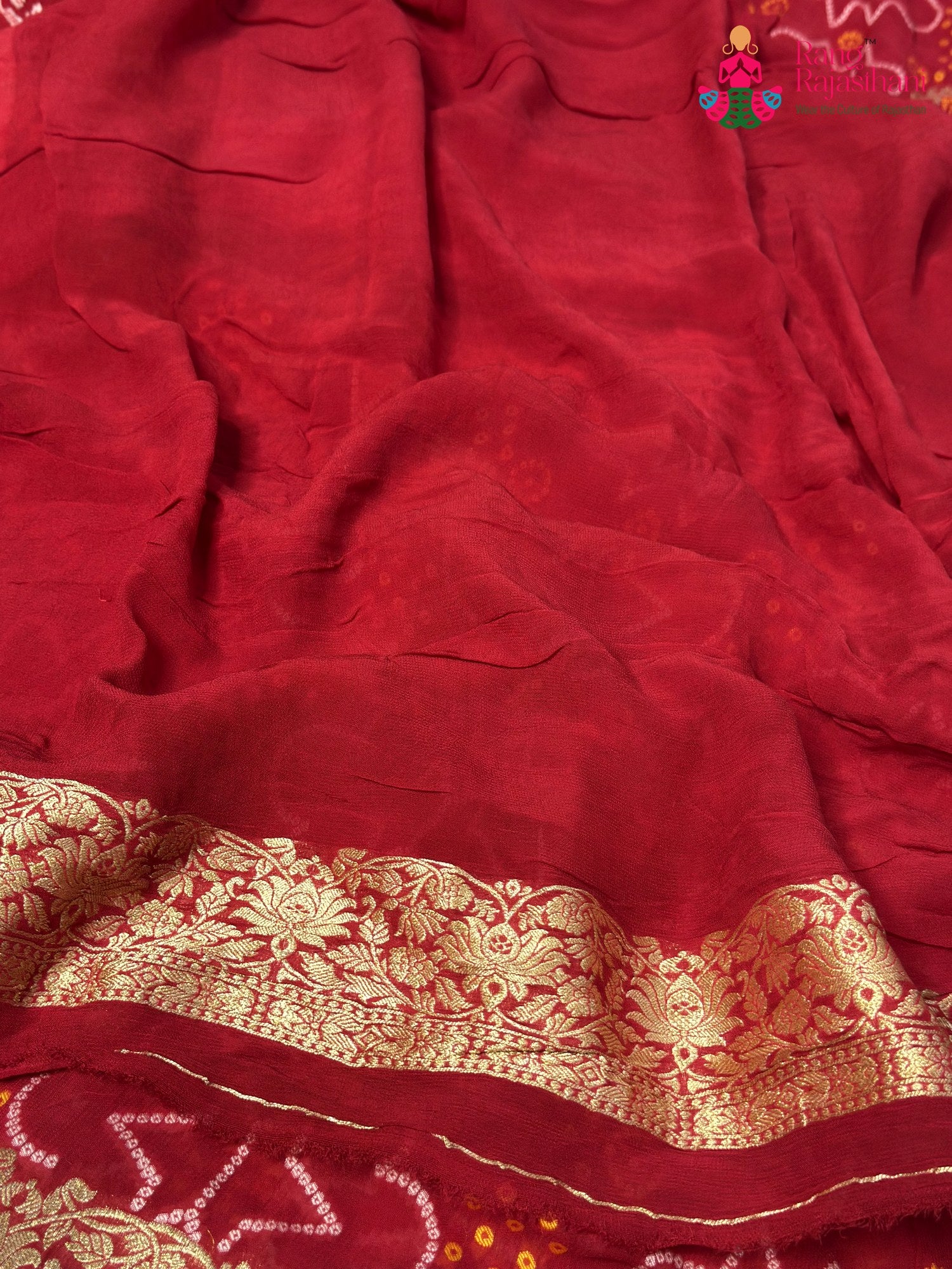 Red Soft Georgette Bandhani Chunri Saree for Bridal | Signature Look