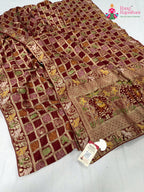 complete look of red soft georgette bandhani saree