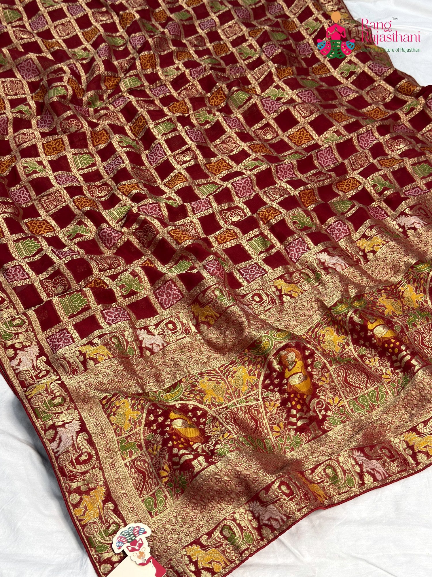 Red Soft Georgette Meenakari Zari Saree for Bridal | Signature Drape