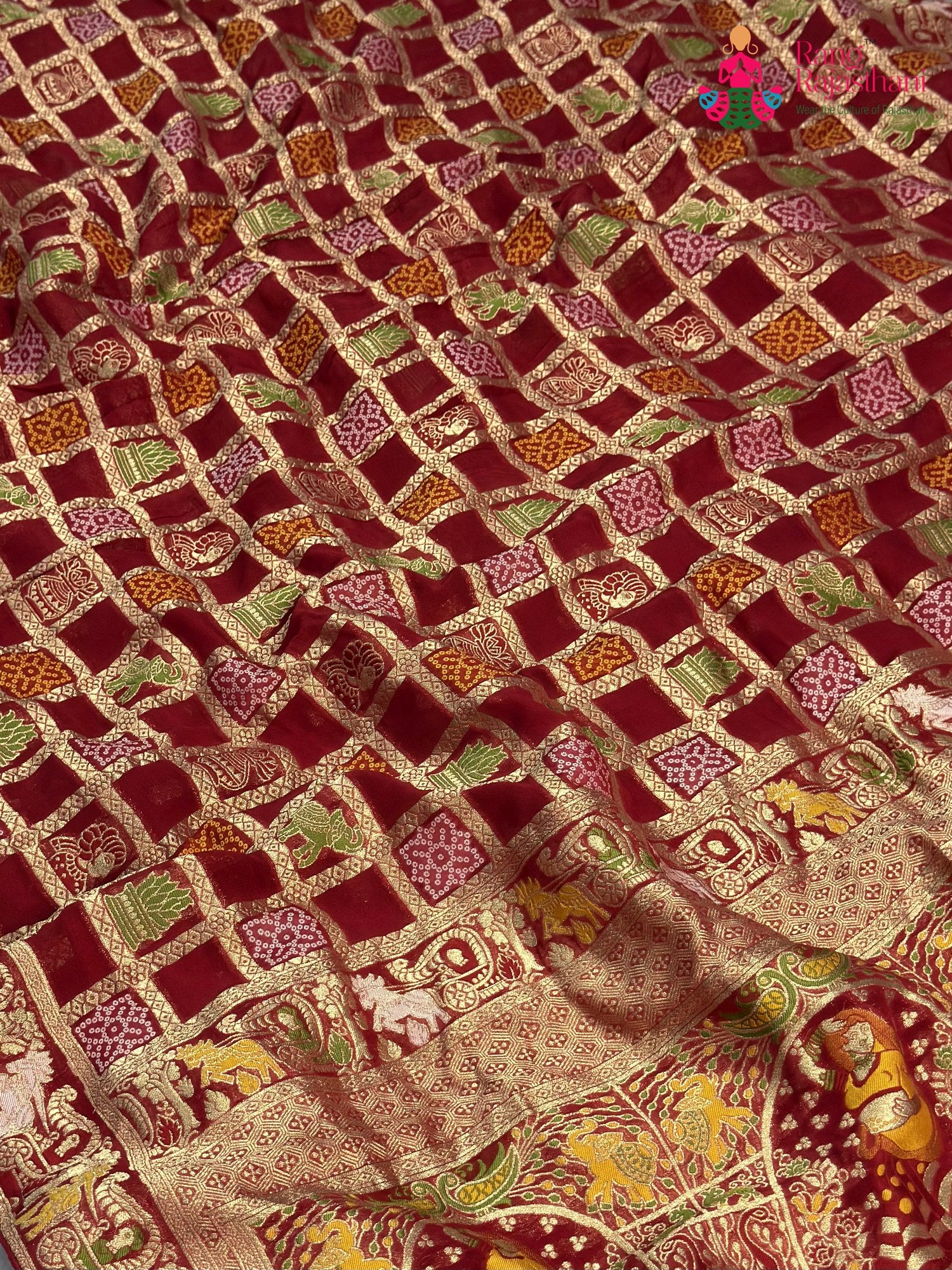 Red Soft Georgette Meenakari Zari Saree for Bridal | Signature Drape