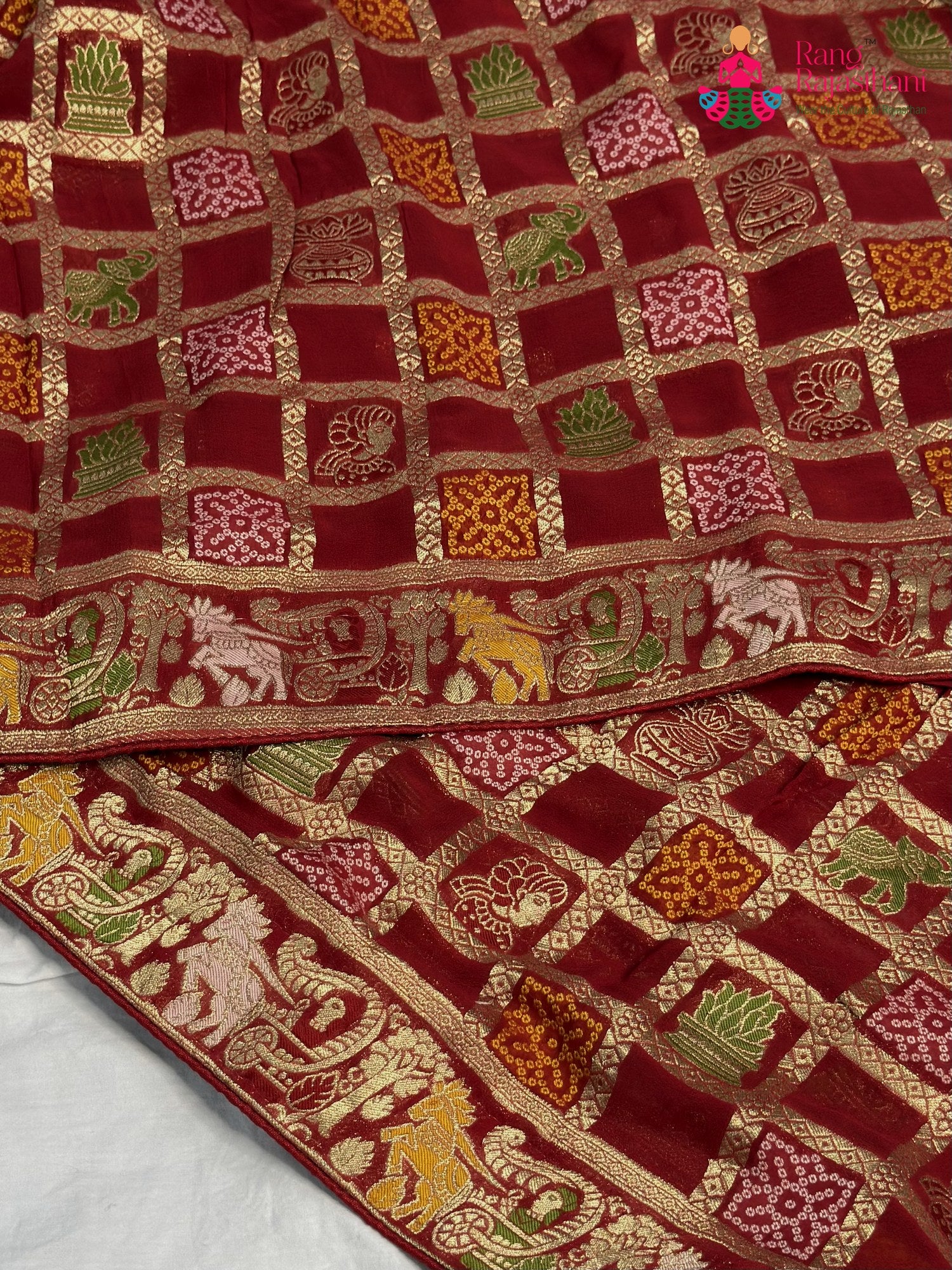 Red Soft Georgette Meenakari Zari Saree for Bridal | Signature Drape