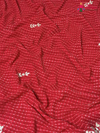 close up detailing of red soft georgette gota patti saree