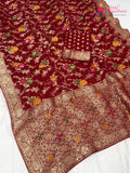 Red Soft Georgette Meenakari Zari Saree for Sangeet Night | Wedding Saree