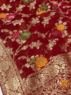 Red Soft Georgette Meenakari Zari Saree for Sangeet Night | Wedding Saree