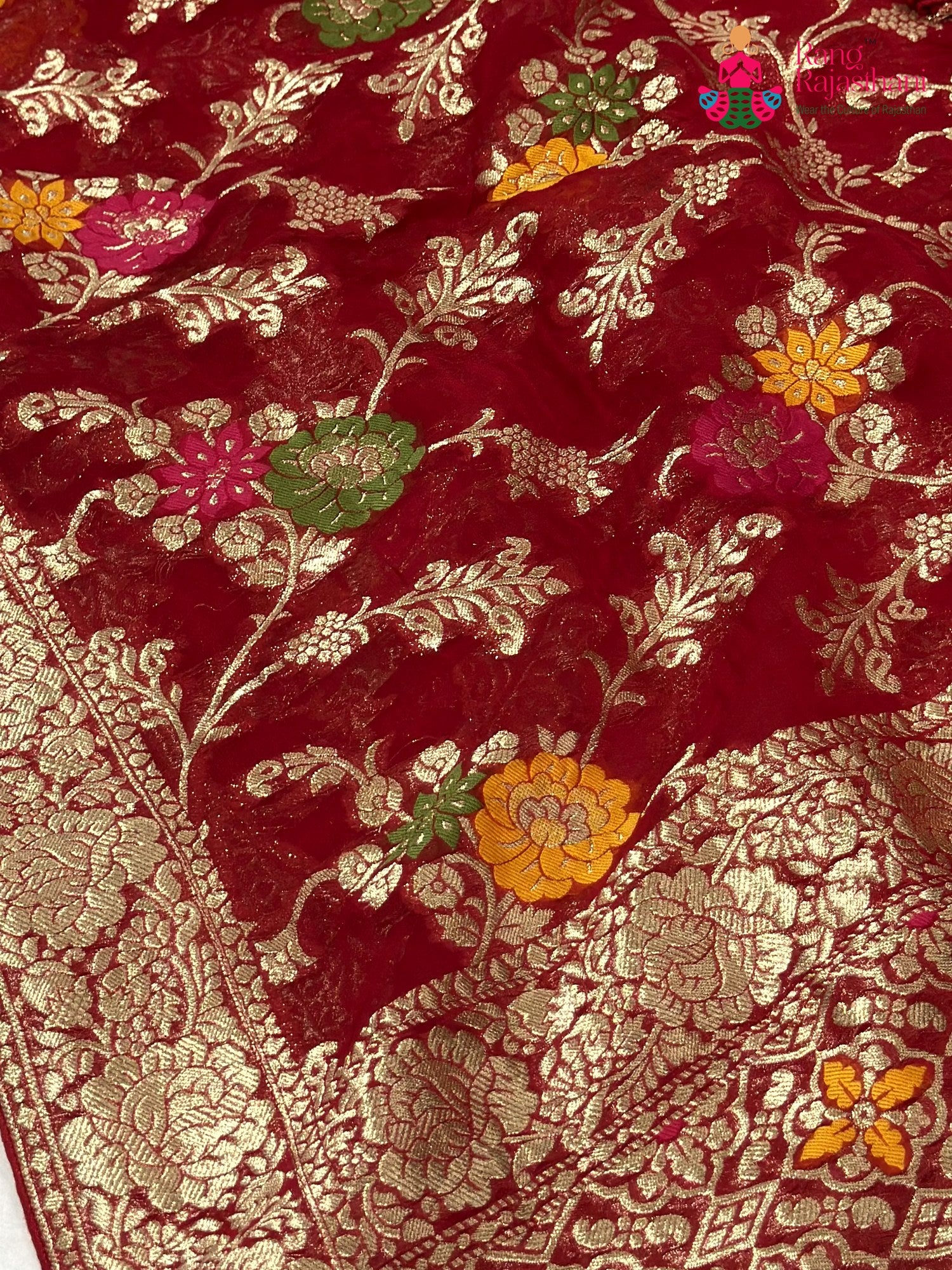 Red Soft Georgette Meenakari Zari Saree for Sangeet Night | Wedding Saree