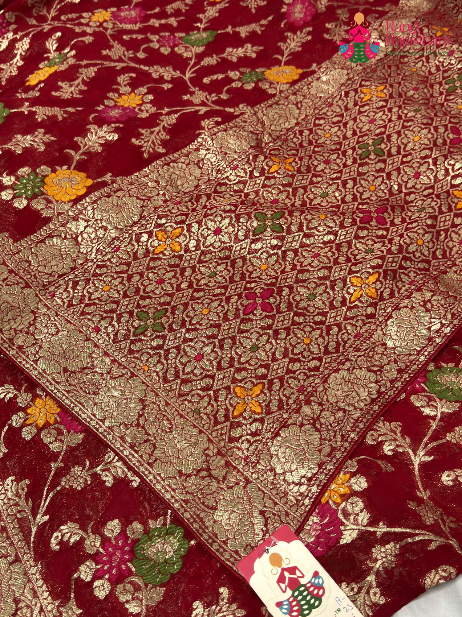 Red Soft Georgette Meenakari Zari Saree for Sangeet Night | Wedding Saree