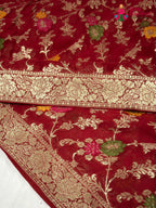 Red Soft Georgette Meenakari Zari Saree for Sangeet Night | Wedding Saree