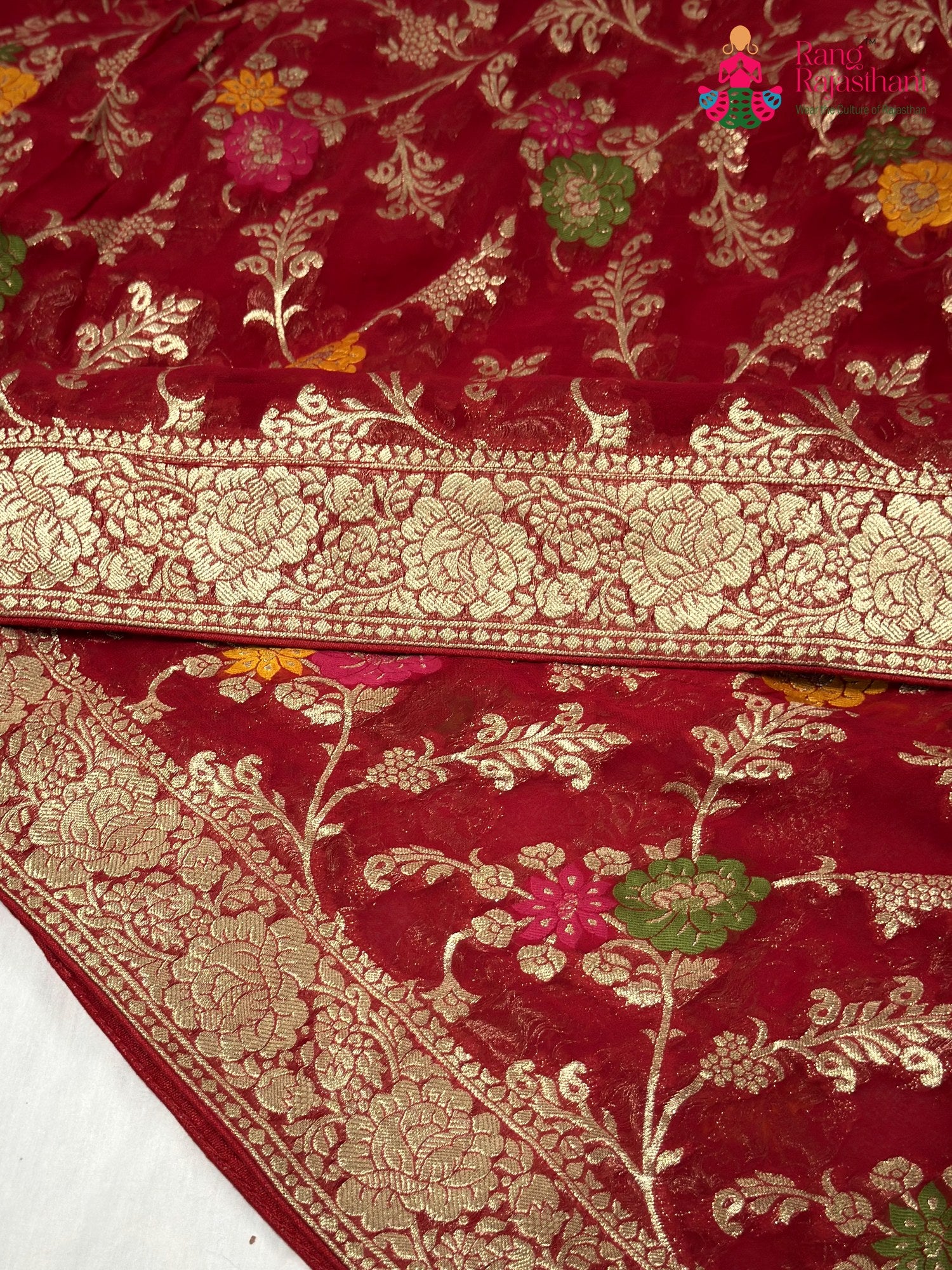 Red Soft Georgette Meenakari Zari Saree for Sangeet Night | Wedding Saree