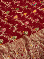 Red Soft Georgette Meenakari Zari Saree for Wedding Reception | Wedding Wear