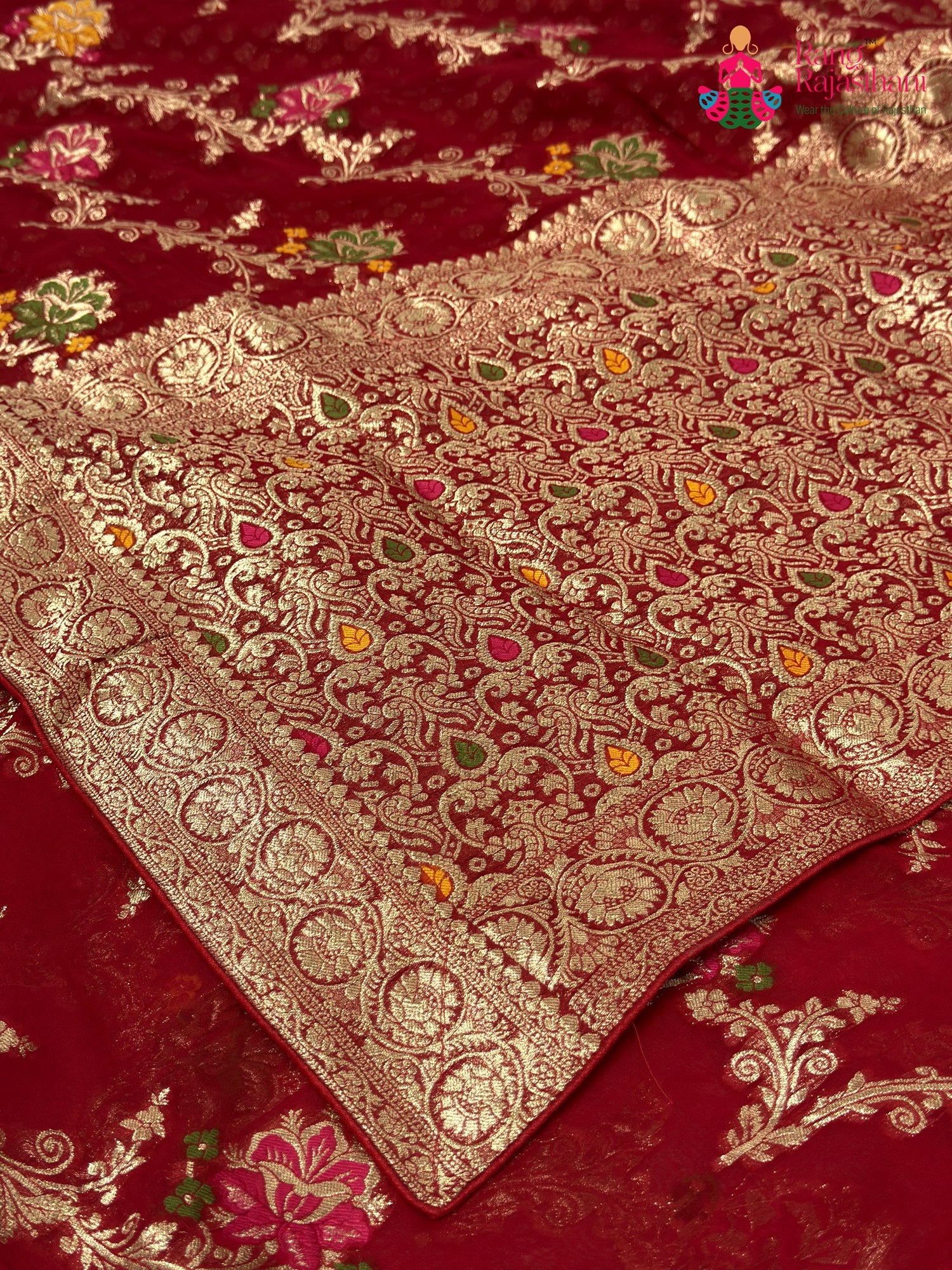 Red Soft Georgette Meenakari Zari Saree for Wedding Reception | Wedding Wear