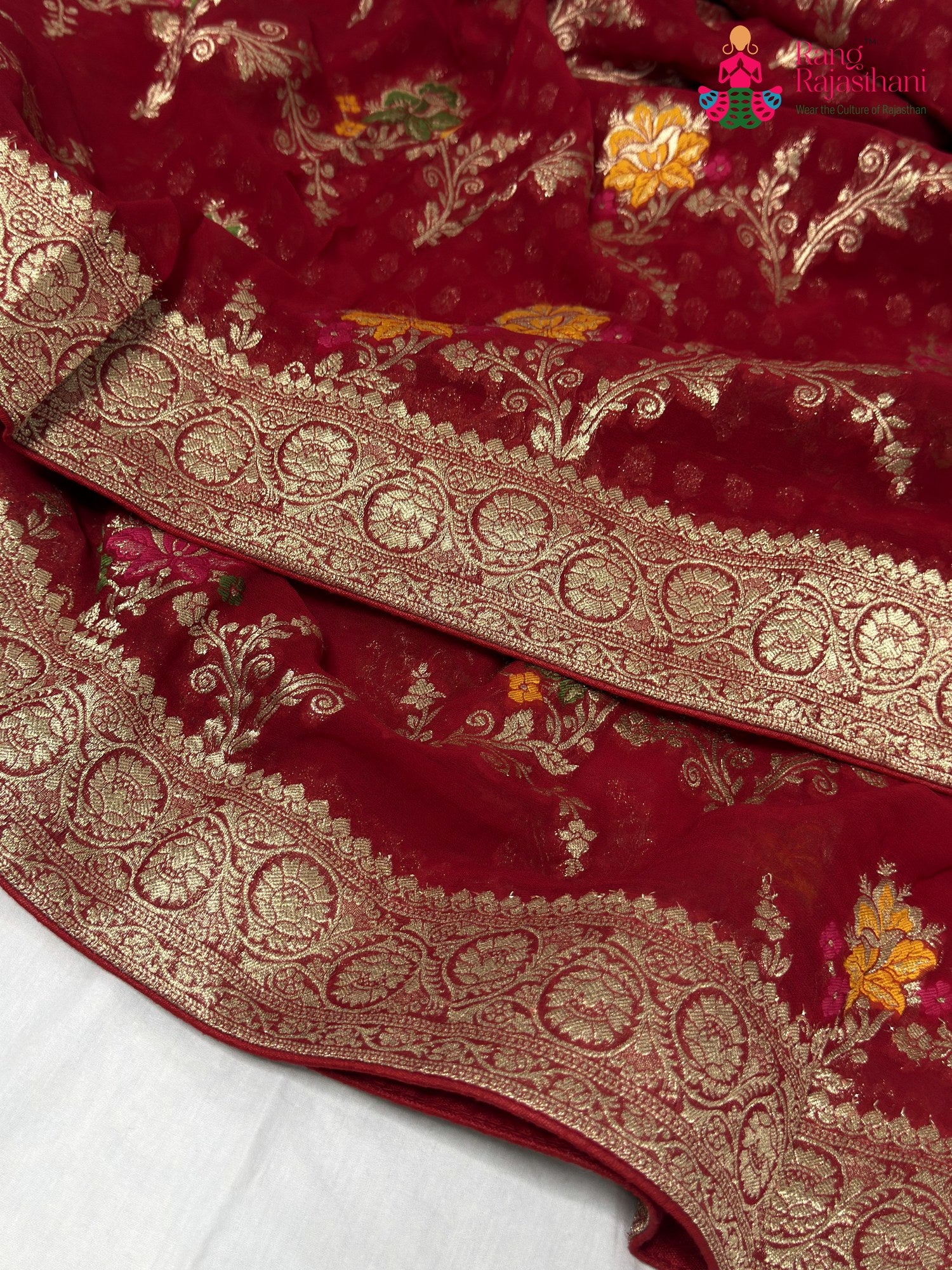 Red Soft Georgette Meenakari Zari Saree for Wedding Reception | Wedding Wear