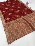Red Soft Georgette Meenakari Zari Saree : Gentle Flow