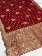 red soft georgette meenakari zari saree ethnic wear by Rang Rajasthani