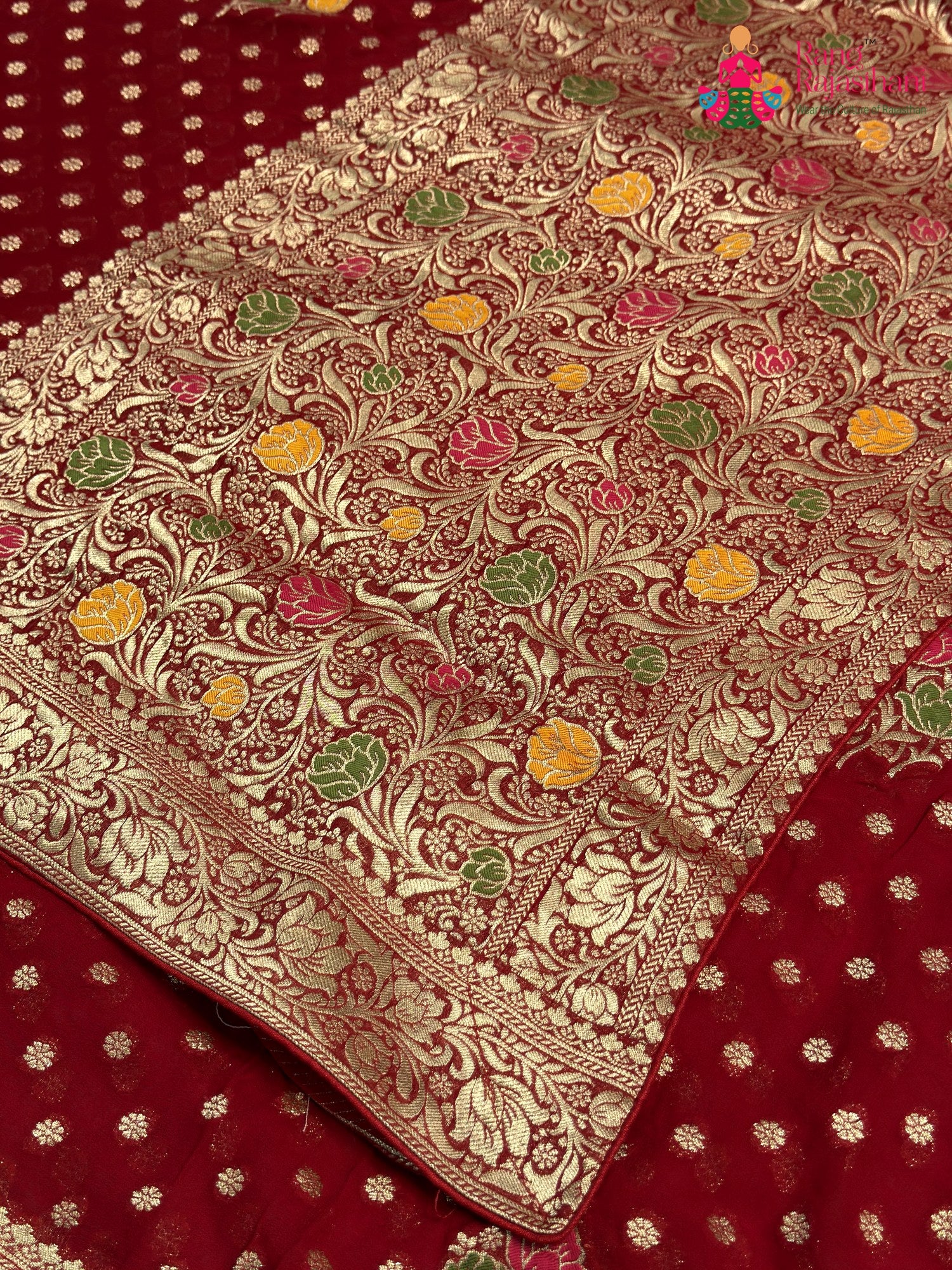 Red Soft Georgette Meenakari Zari Saree for Bridal | Designer Saree
