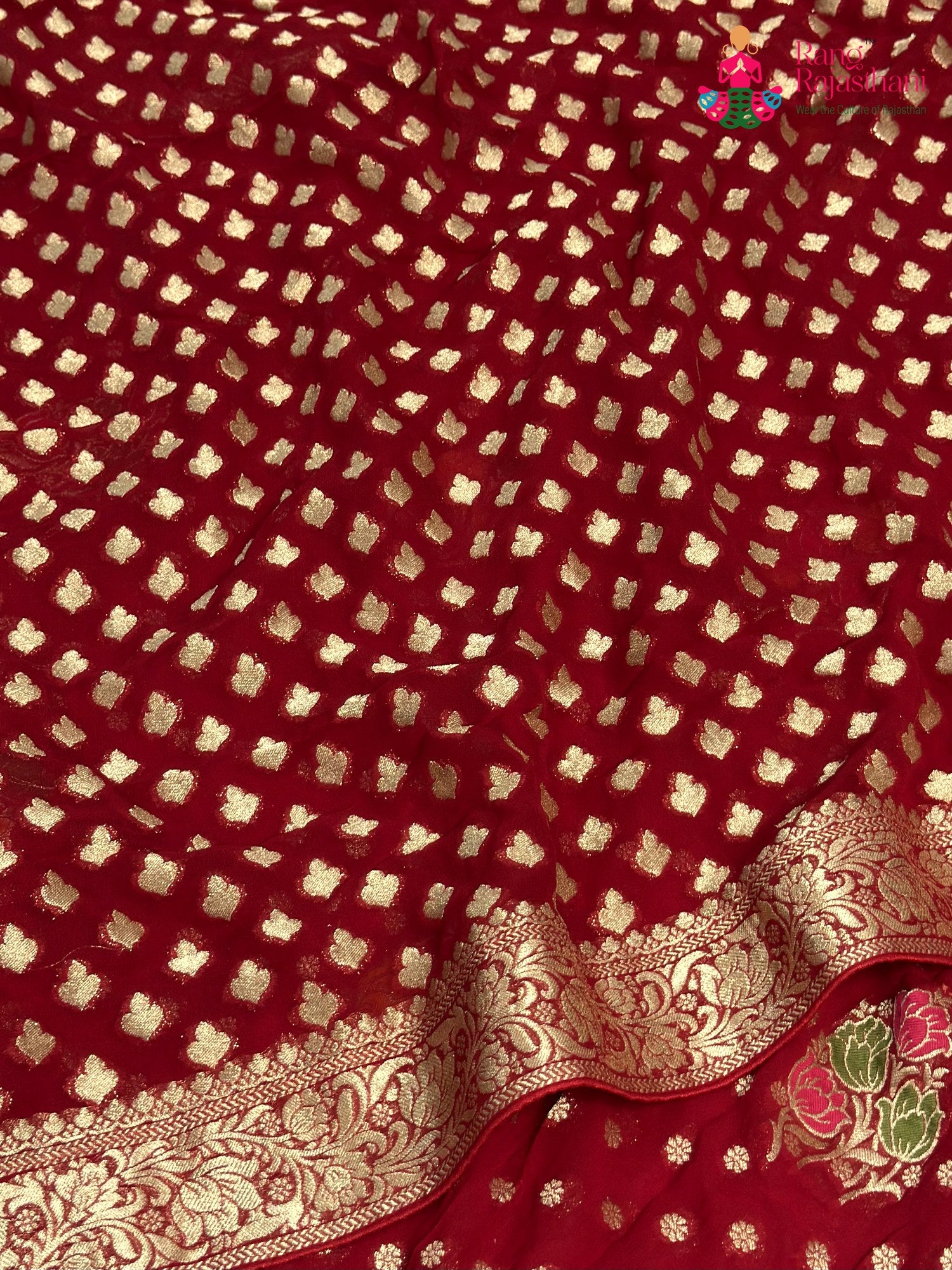 Red Soft Georgette Meenakari Zari Saree for Bridal | Designer Saree