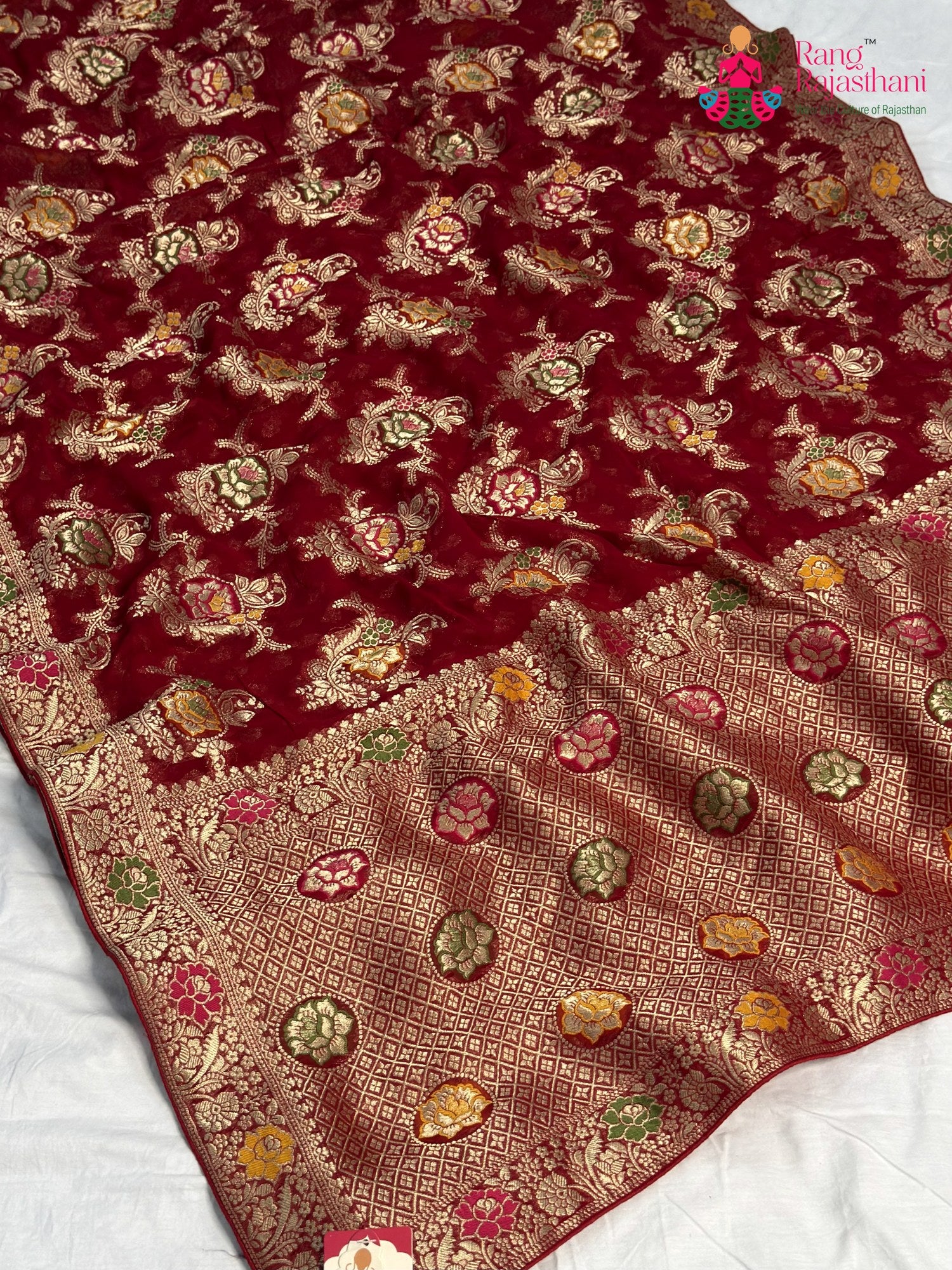 Red Soft Georgette Meenakari Zari Saree for Karwa Chauth | Buy Today