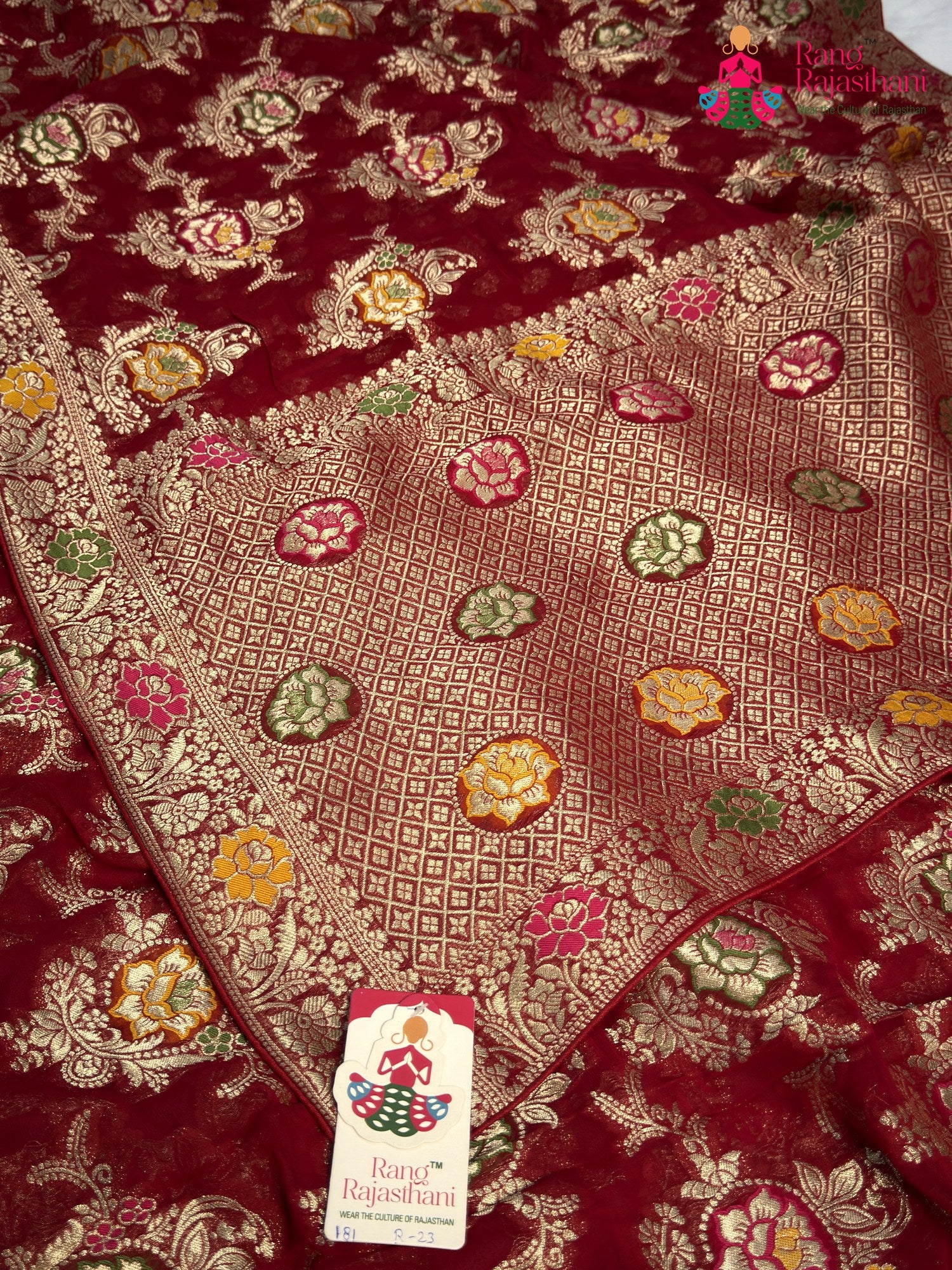 Red Soft Georgette Meenakari Zari Saree for Karwa Chauth | Buy Today