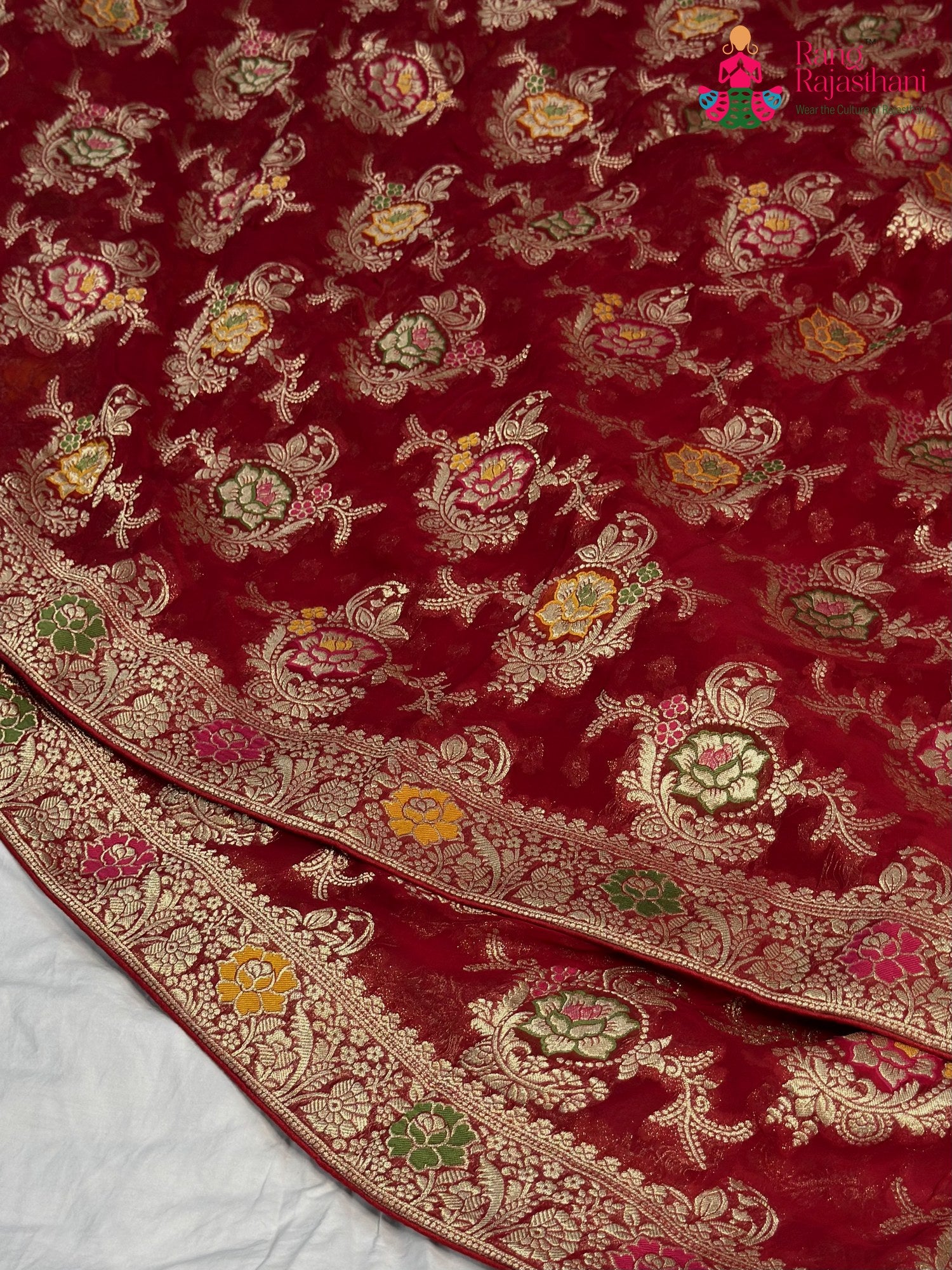 Red Soft Georgette Meenakari Zari Saree for Karwa Chauth | Buy Today