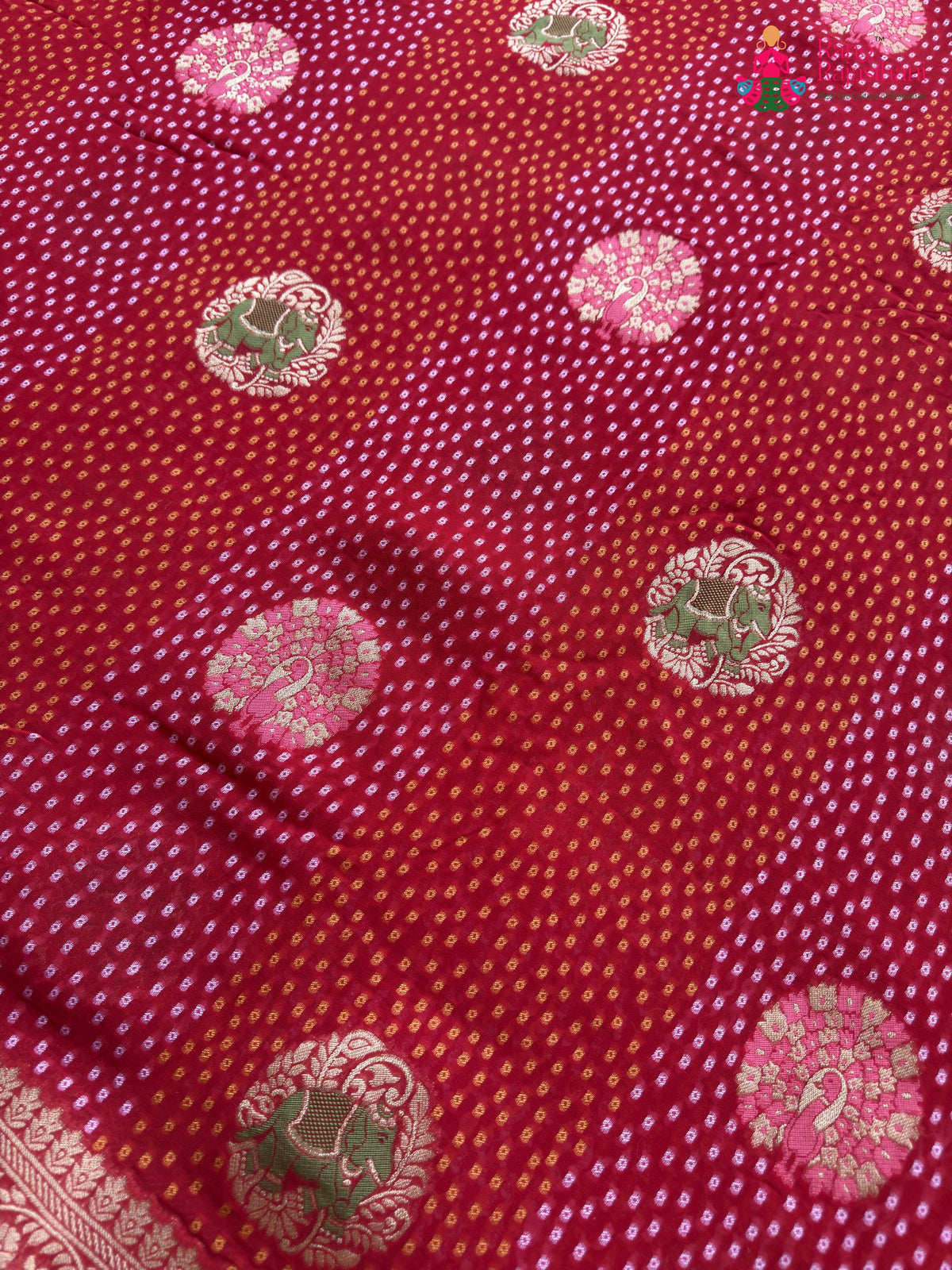 border detail of red soft georgette meenakari zari saree