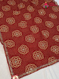 Red Art Georgette Bandhani Print Chunri Saree for Mayra Ceremony | Wedding Saree