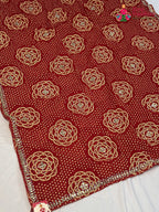 Red Synthetic Bandhani Chunri Saree for Mayra Ceremony | Soft Drape