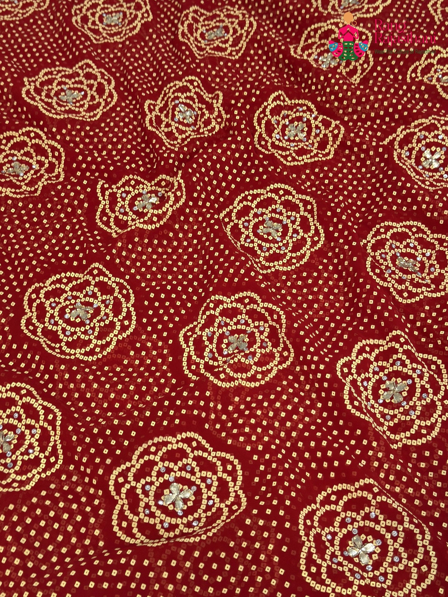 Red Synthetic Bandhani Chunri Saree for Mayra Ceremony | Soft Drape