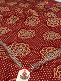 Red Synthetic Bandhani Chunri Saree for Mayra Ceremony | Soft Drape