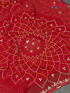 Red Synthetic Bandhani Chunri Saree for Mayra Ceremony | Elegant Edit