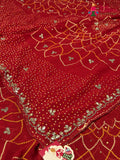 Red Synthetic Bandhani Chunri Saree for Mayra Ceremony | Elegant Edit