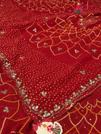 Red Synthetic Bandhani Chunri Saree for Mayra Ceremony | Elegant Edit