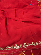 Red Synthetic Bandhani Chunri Saree for Mayra Ceremony | Elegant Edit