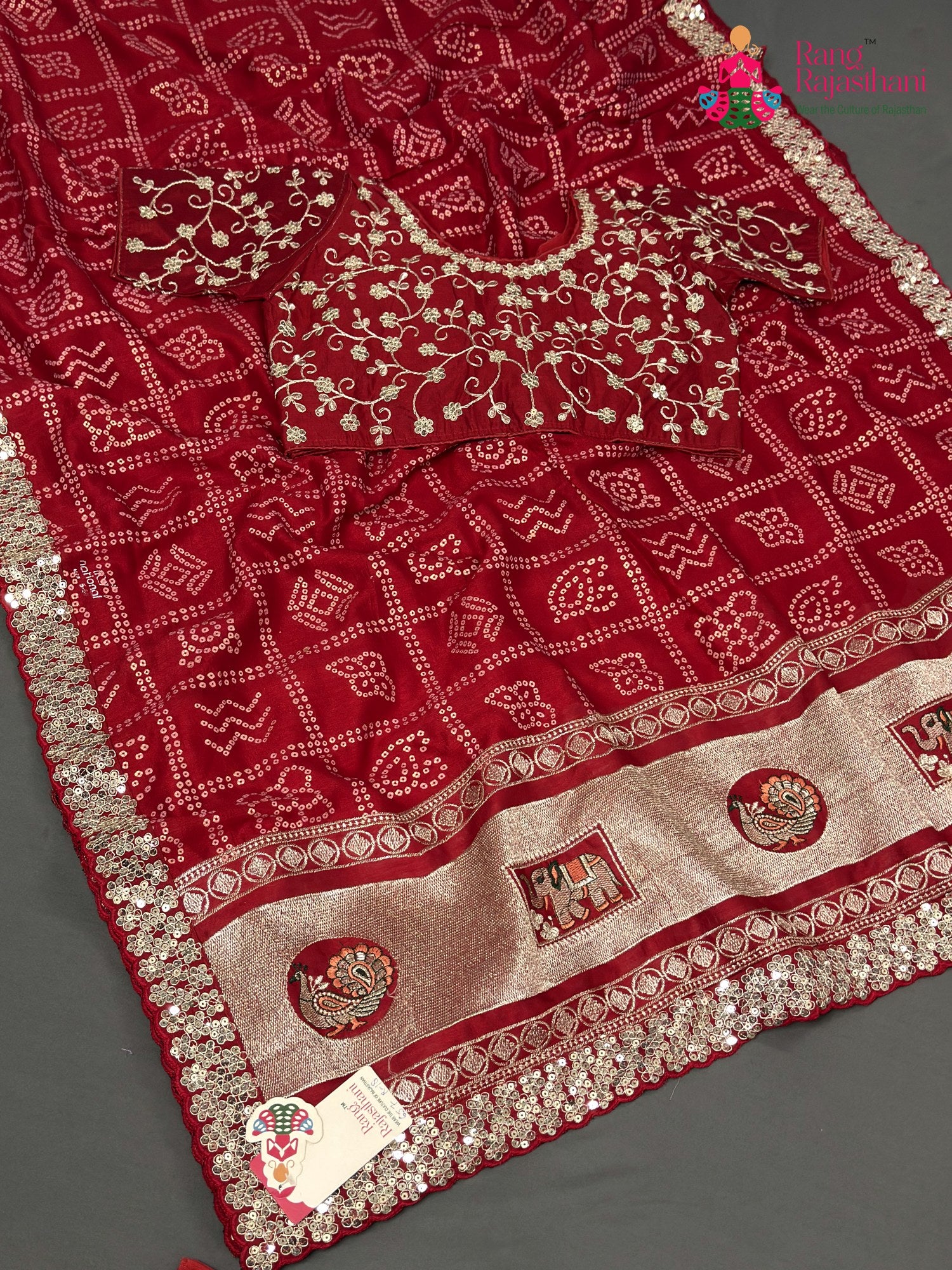 Red Synthetic Zari Embroidery Gharchola Saree for Mayra Ceremony | Heritage Weave