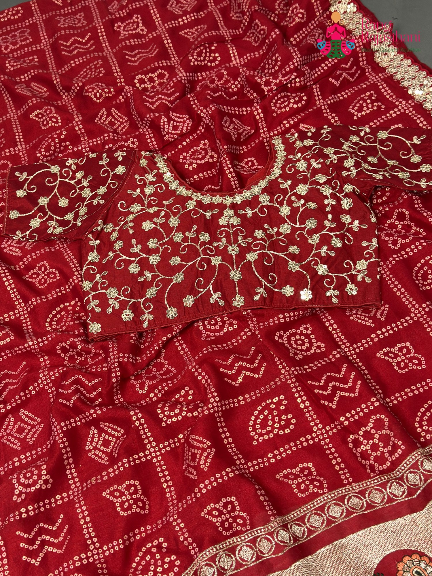 Red Synthetic Zari Embroidery Gharchola Saree for Mayra Ceremony | Heritage Weave