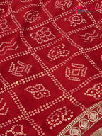 Red Synthetic Zari Embroidery Gharchola Saree for Mayra Ceremony | Heritage Weave
