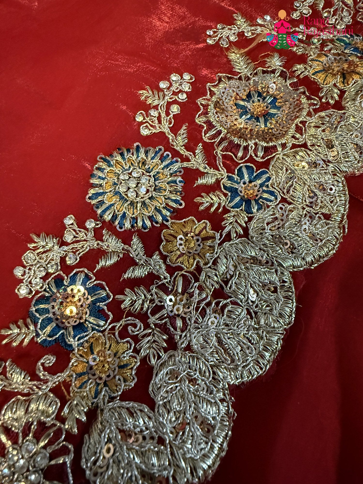 Red Synthetic Zari Embroidery Saree for Wedding Reception | Party Pick