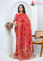 Red Pure Georgette Wedding saree with Khaddi Work and Mina from Rang Rajasthani