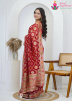 Mahroon Pure Georgette saree with Khaddi Work side drape view