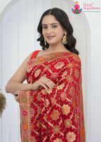 Mahroon Pure Georgette saree with Khaddi Work back view