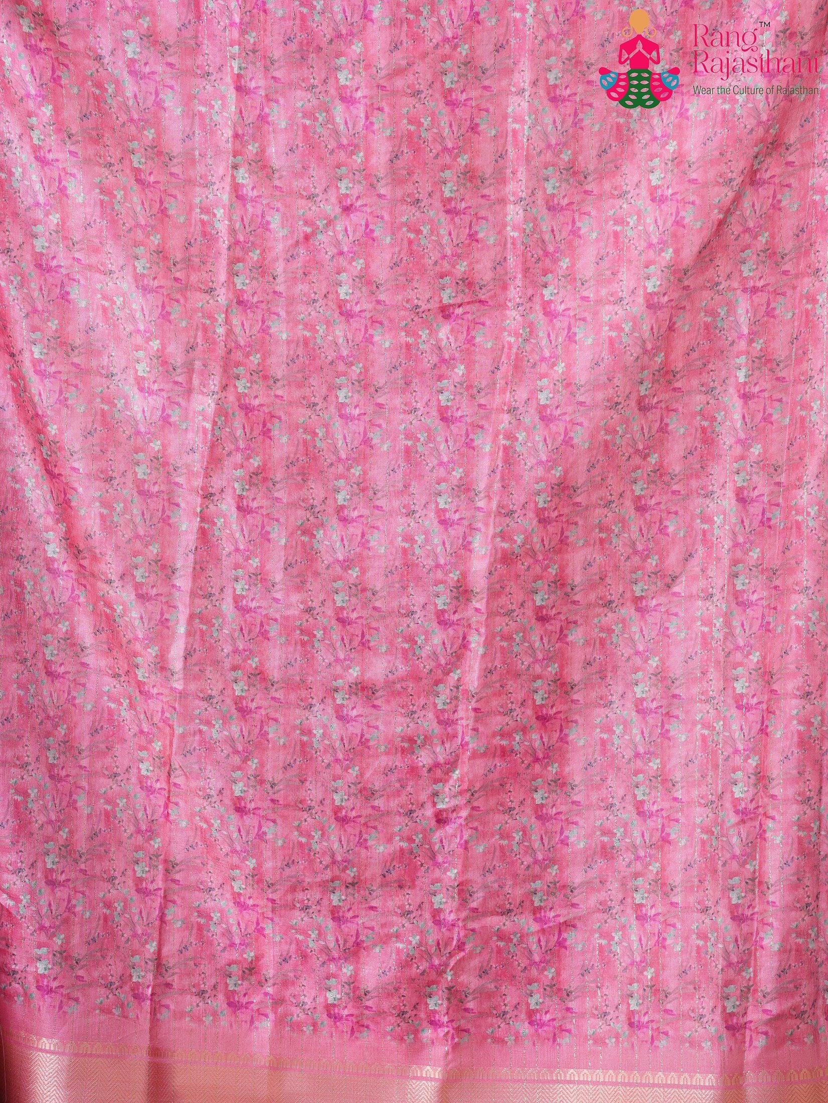 Pink Imported saree with Printed pleats view