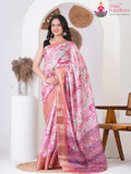 Pink Imported Party saree with Printed from Rang Rajasthani