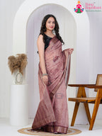 Dusty Rose Imported saree with Printed side drape view