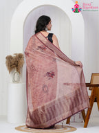 Dusty Rose Imported saree with Printed back view