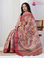 Pink Imported saree with Printed pleats view