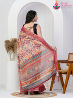 Pink Imported saree with Printed back view
