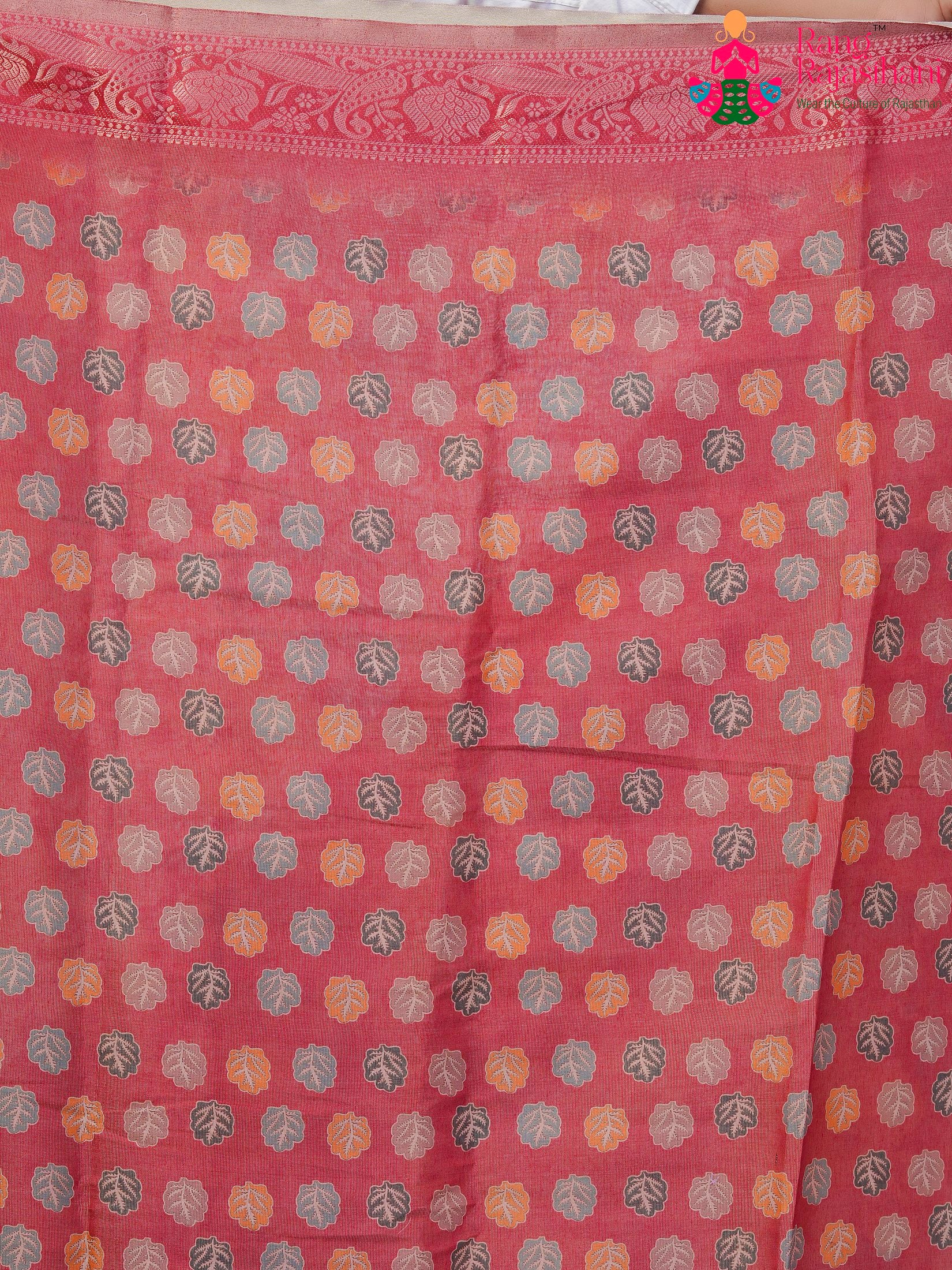 Pink Imported saree with Printed pallu detailing